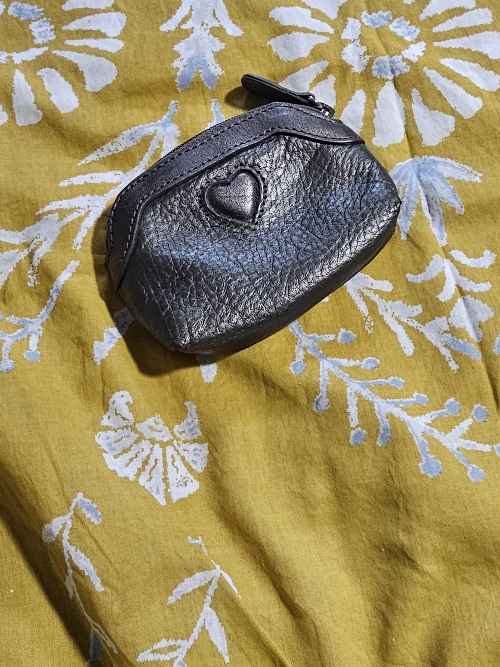 Brighton Metallic Gray Heart Coin Pouch